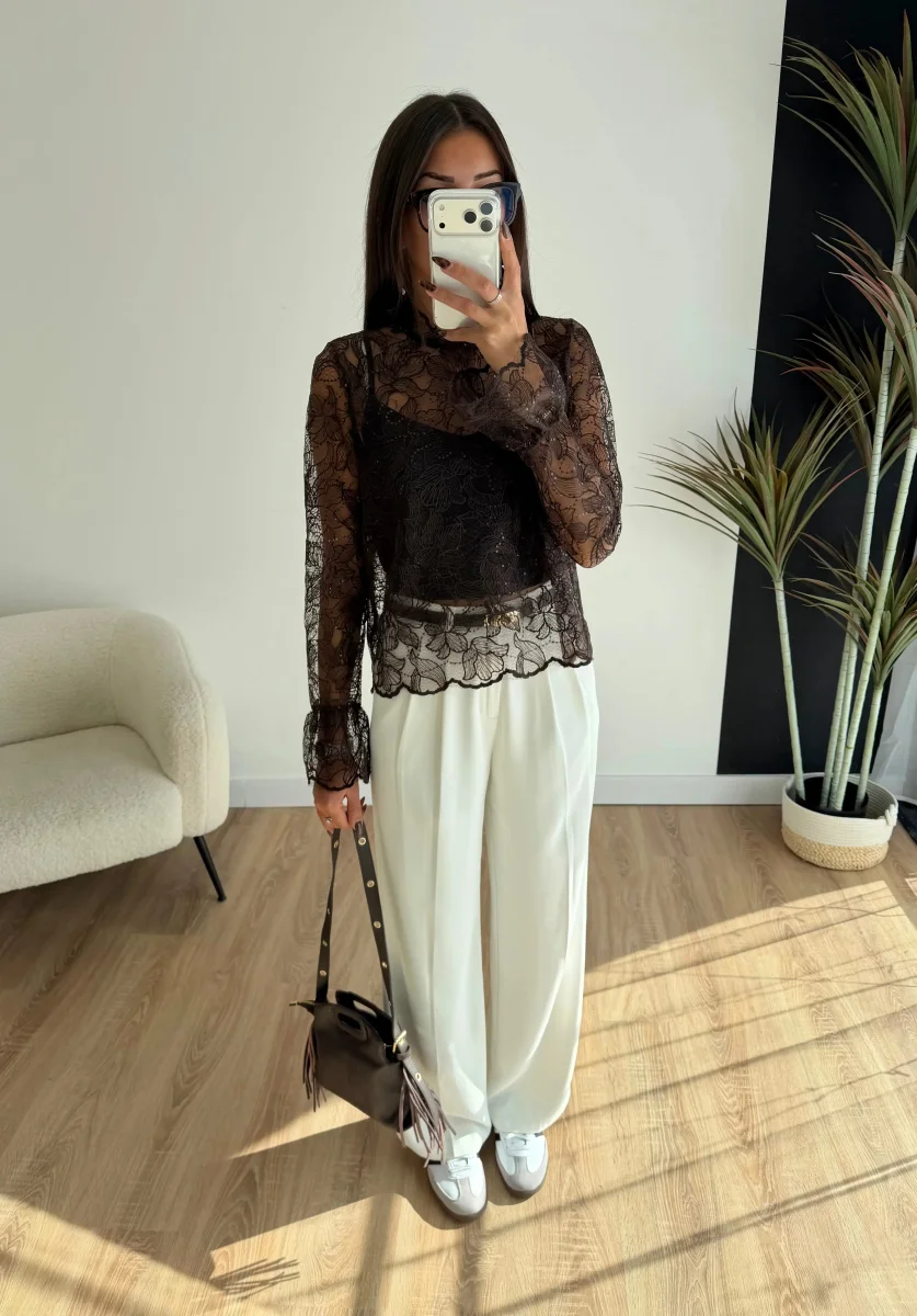 Blouse dentelle à sequins – Image 2