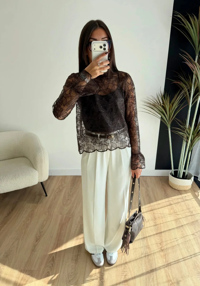 Blouse dentelle à sequins – Image 4