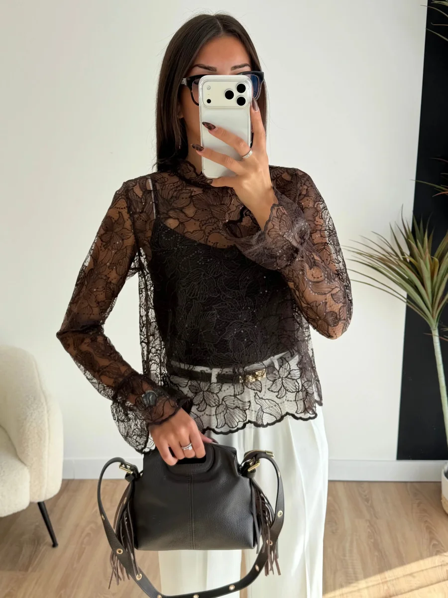 Blouse dentelle à sequins – Image 7