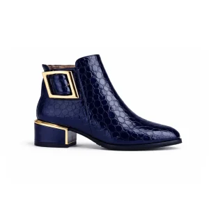 Bottines bleu marine cuir femme