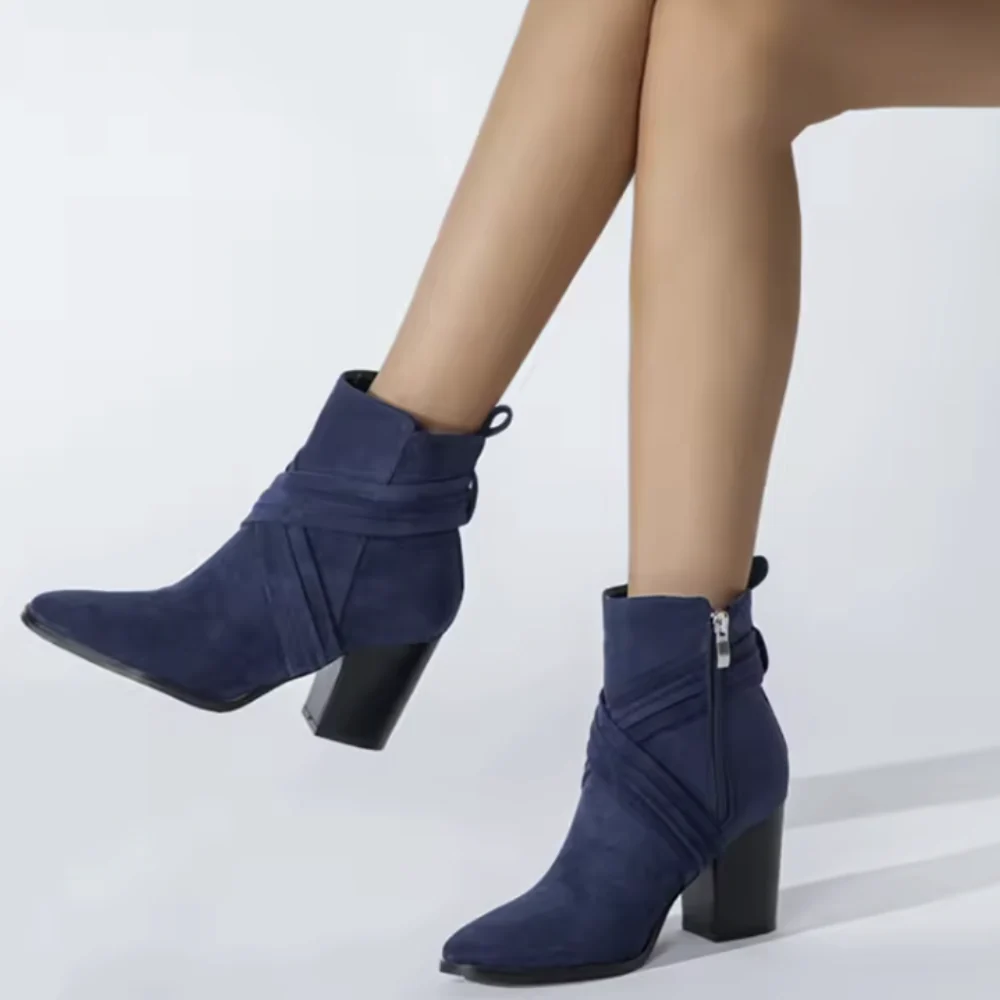 Bottines bleu marine daim – Image 3