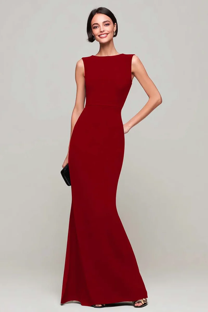 Robe longue formelle noire à col bateau fourreau – Image 6