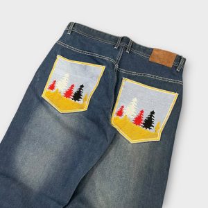 Baggy jeans broderie paysage W32 L32 - FR42
