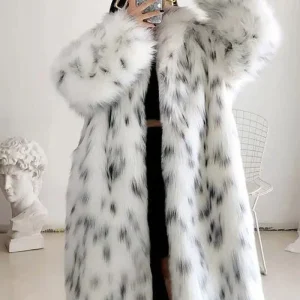 Manteau de shearling blanc surdimensionné en fausse fourrure