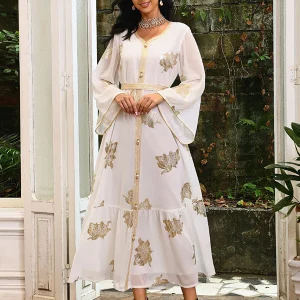 Robe abaya en mousseline de soie de taille supérieure à la mode