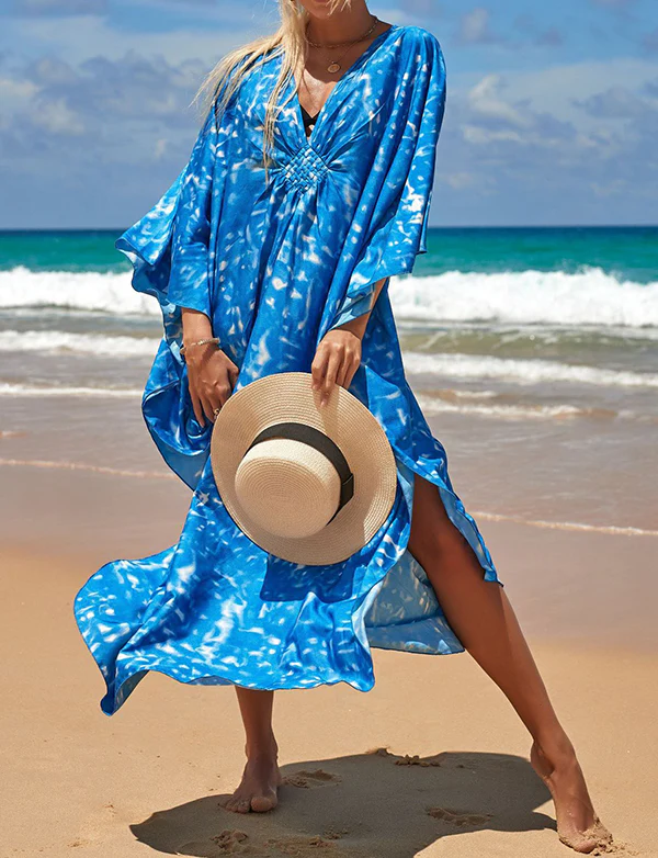 Chemisier de plage imprimé avec protection solaire surdimensionnée – Image 3