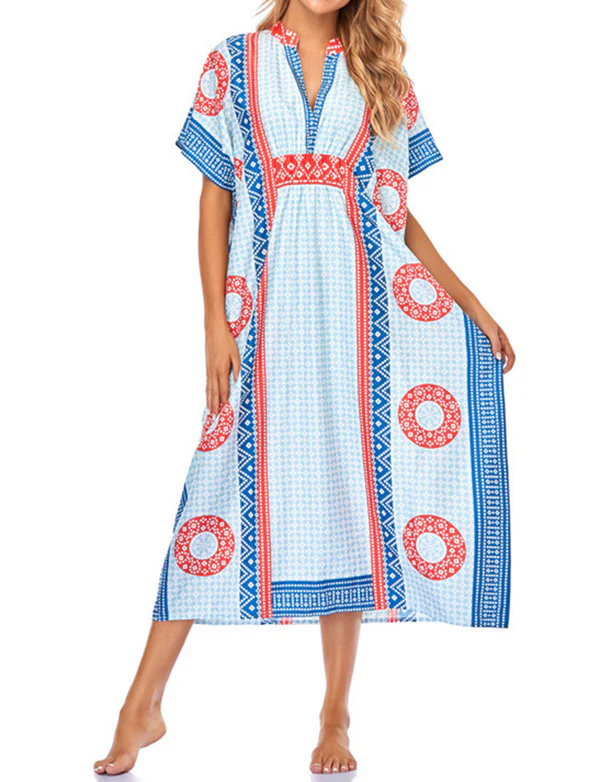 Robe de plage style bohème à séchage rapide pour femmes tunique sexy caftan – Image 2