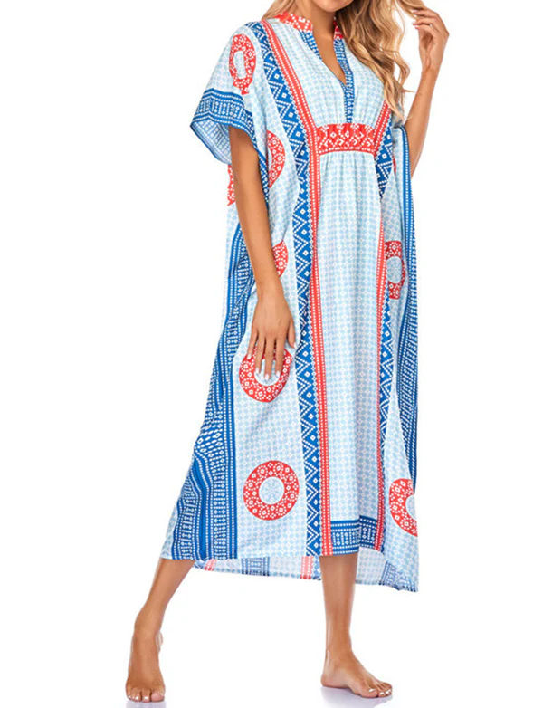Robe de plage style bohème à séchage rapide pour femmes tunique sexy caftan – Image 4