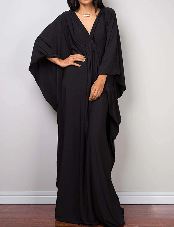 Robe maxi caftan ample à col en V et grande taille – Image 3