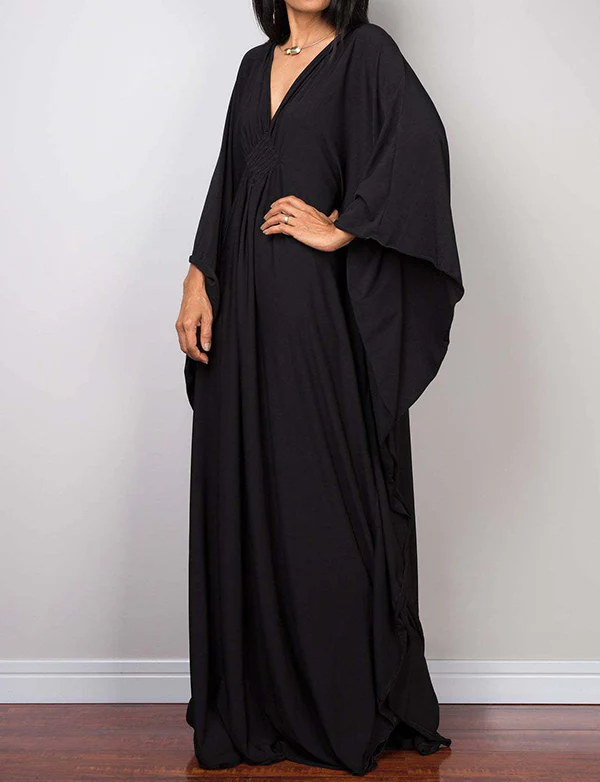 Robe maxi caftan ample à col en V et grande taille – Image 4