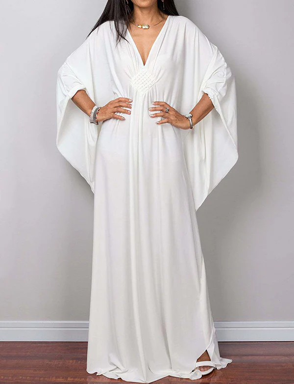 Robe maxi caftan ample à col en V et grande taille – Image 7