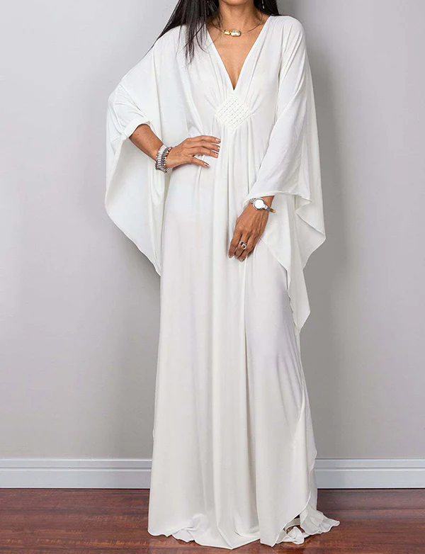 Robe maxi caftan ample à col en V et grande taille – Image 8