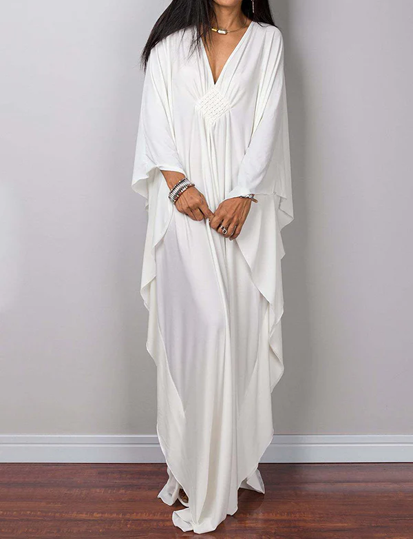 Robe maxi caftan ample à col en V et grande taille – Image 9