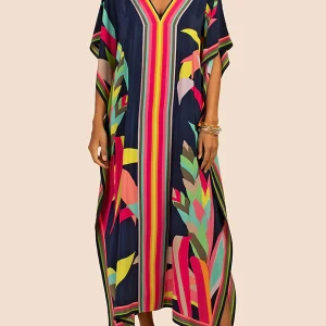 Robe de plage caftan imprimé femme