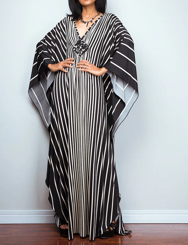 Robe maxi d'été décontractée à col en V Caftan – Image 2