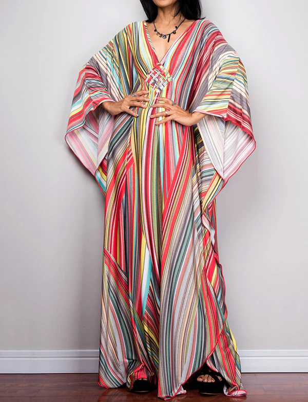 Robe maxi d'été décontractée à col en V Caftan – Image 7