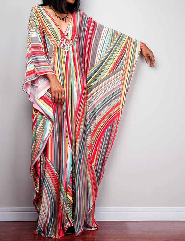 Robe maxi d'été décontractée à col en V Caftan – Image 9