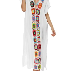 Robe de plage longue à découpes en dentelle