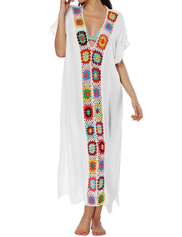 Robe de plage longue à découpes en dentelle – Image 2