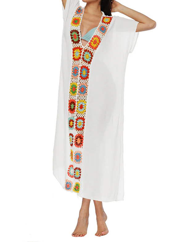 Robe de plage longue à découpes en dentelle – Image 3