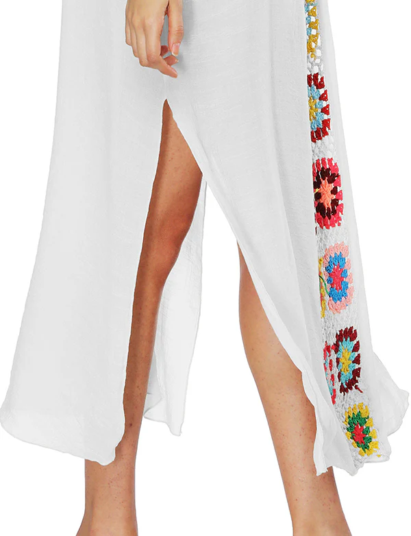 Robe de plage longue à découpes en dentelle – Image 6