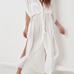 Peignoir de plage sexy avec taille en jacquard