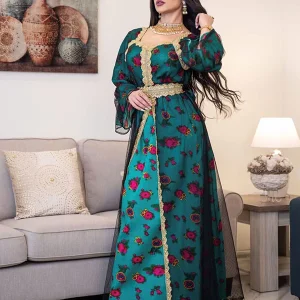 Robe en maille de dentelle brodée imprimée