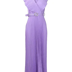 Robe longue à ourlet plissé et à volants, sexy et à la mode