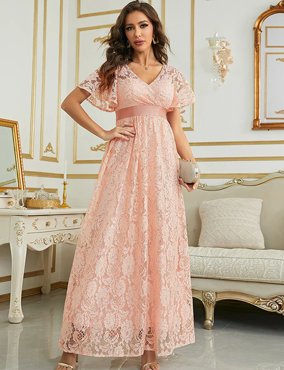 Robe d'été à manches courtes, longue et élégante pour la soirée – Image 2