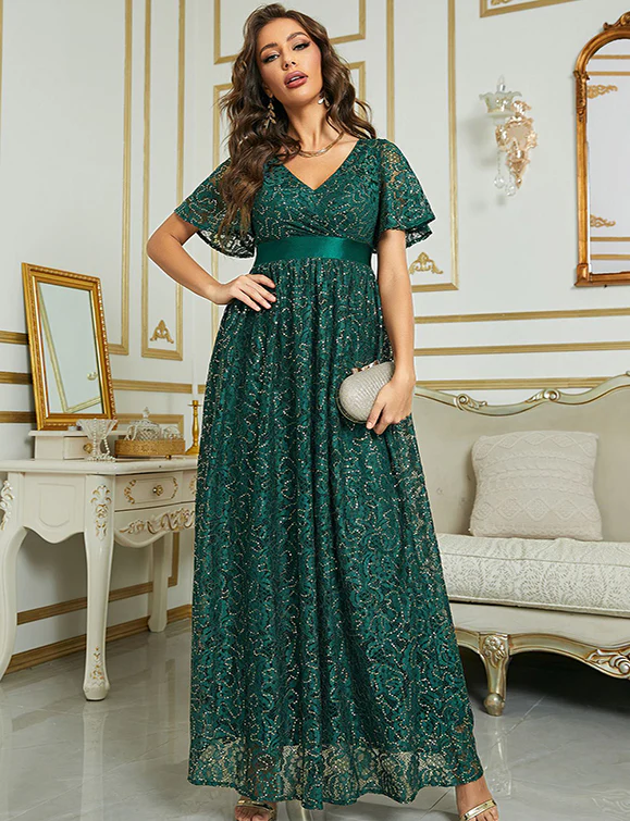 Robe d'été à manches courtes, longue et élégante pour la soirée – Image 5