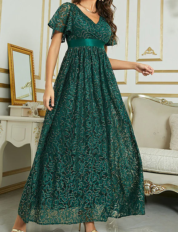 Robe d'été à manches courtes, longue et élégante pour la soirée – Image 7