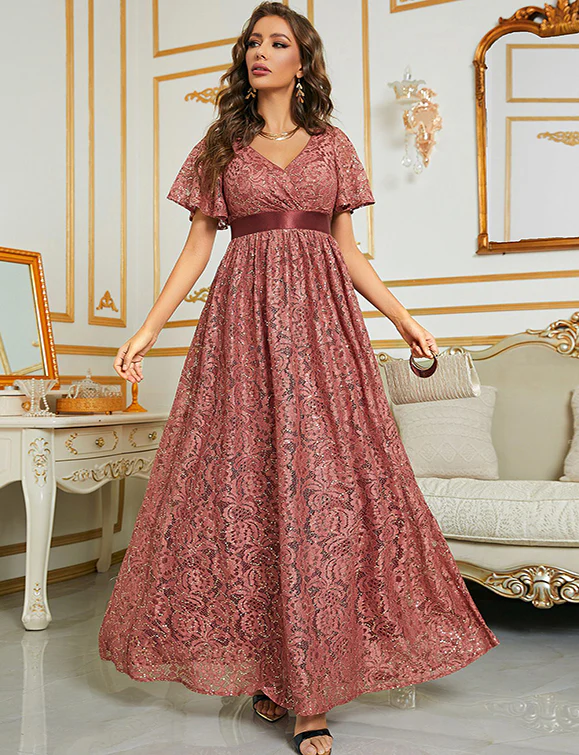 Robe d'été à manches courtes, longue et élégante pour la soirée – Image 8
