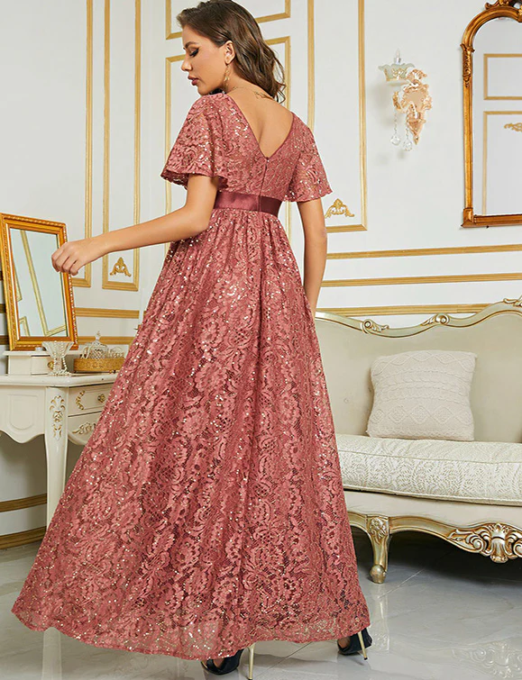 Robe d'été à manches courtes, longue et élégante pour la soirée – Image 9