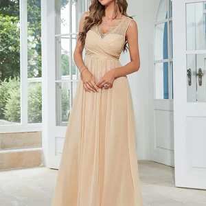 Robe d'été élégante en mousseline de soie abricot