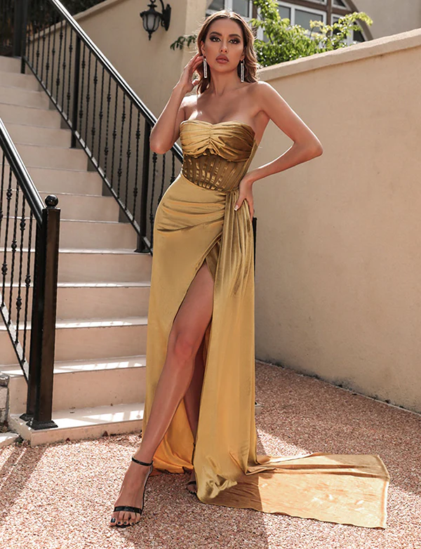 Robe de soirée sexy à bustier en velours coréen – Image 8