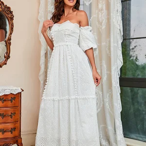 Robe trapèze sexy en dentelle à encolure dégagée