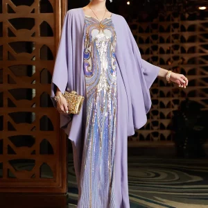 Robe Abaya brodée de paillettes