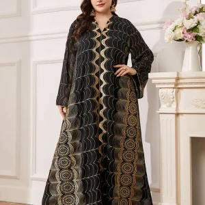 Robe Abaya Noire Brodée Grande Taille