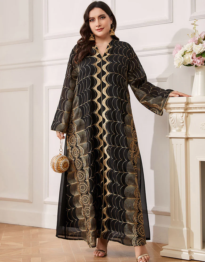 Robe Abaya Noire Brodée Grande Taille – Image 4