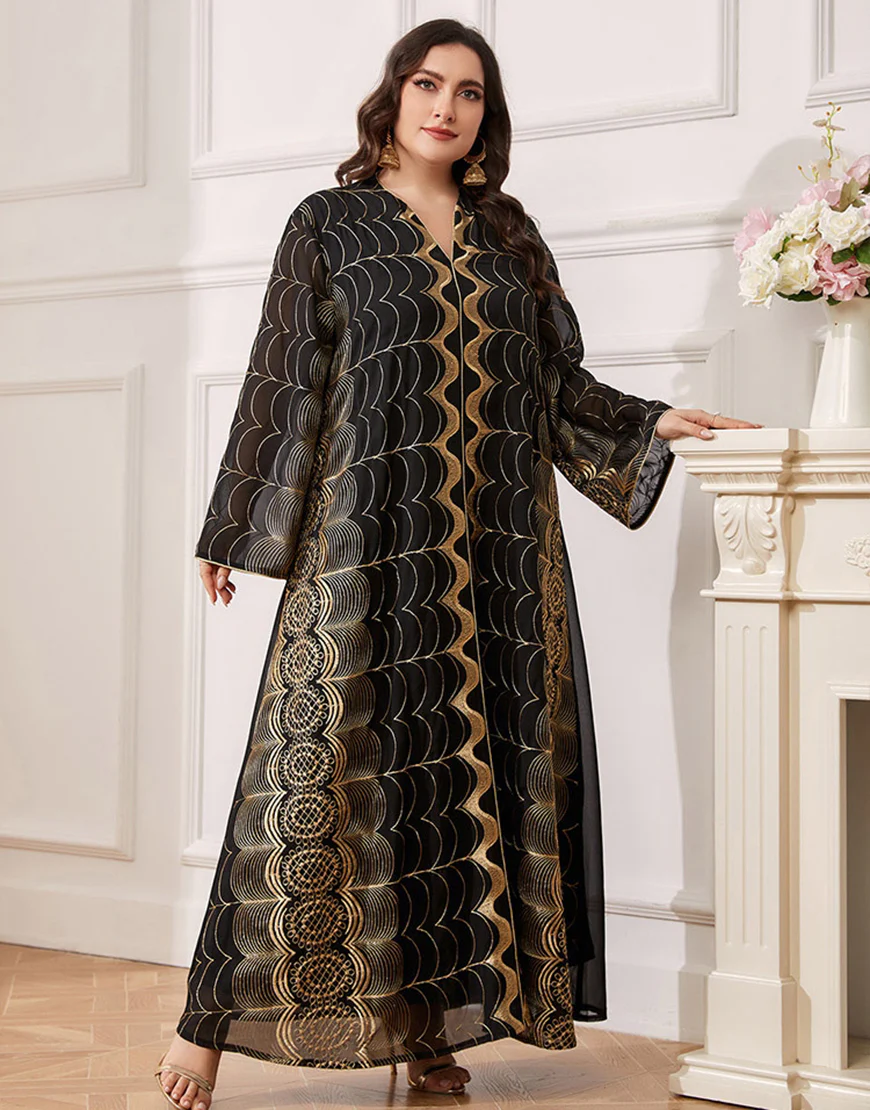 Robe Abaya Noire Brodée Grande Taille – Image 5