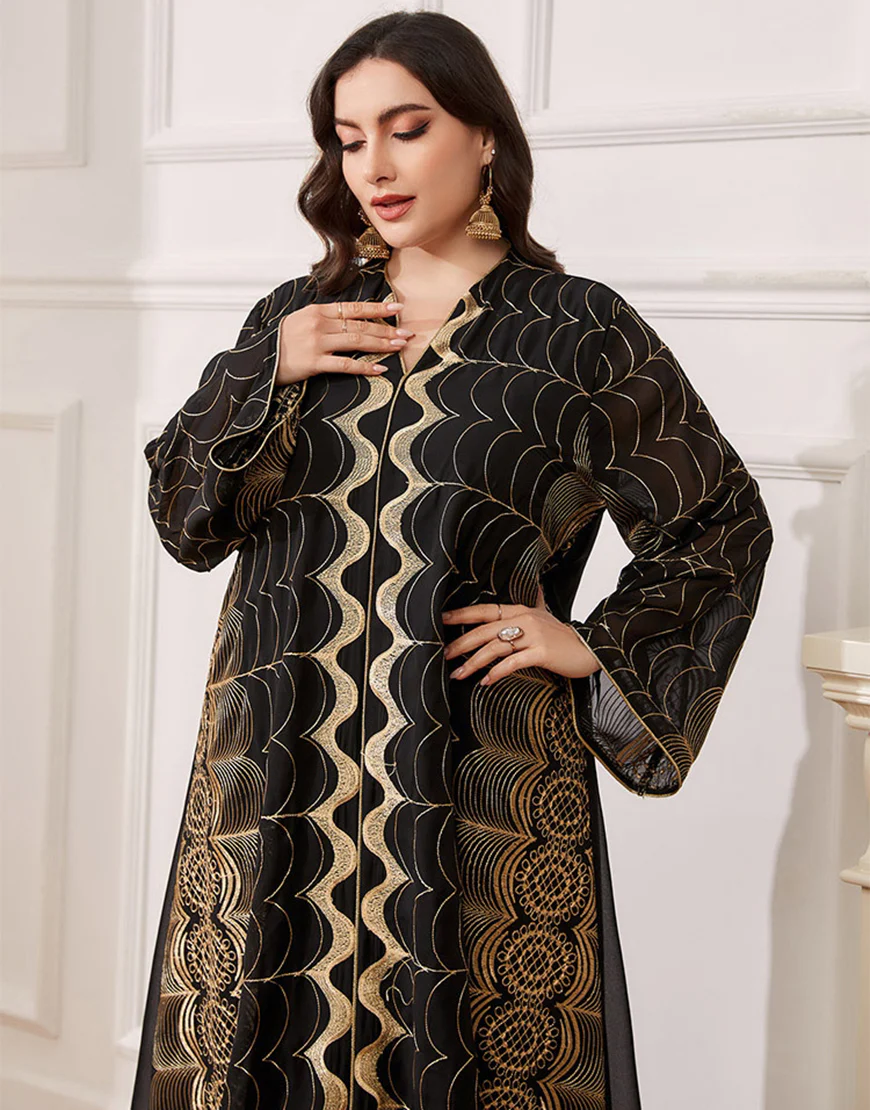 Robe Abaya Noire Brodée Grande Taille – Image 6