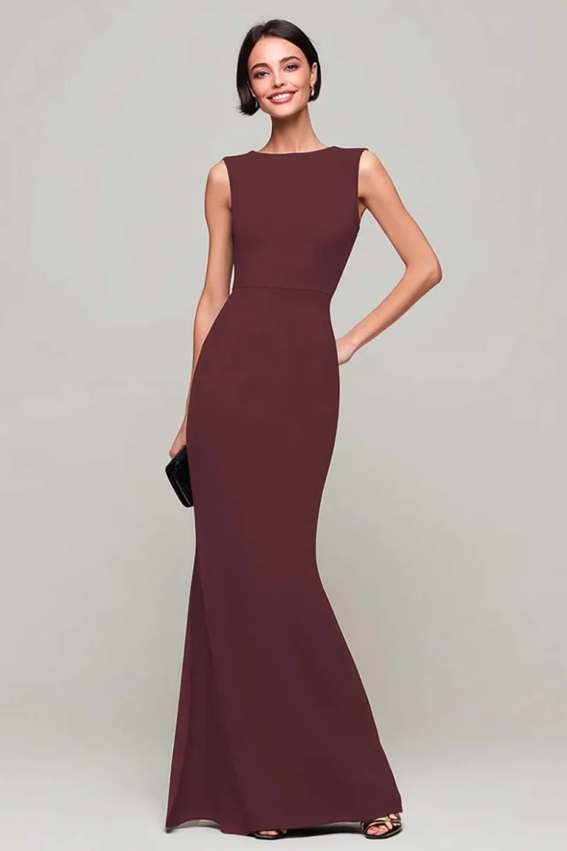 Robe longue formelle noire à col bateau fourreau – Image 7