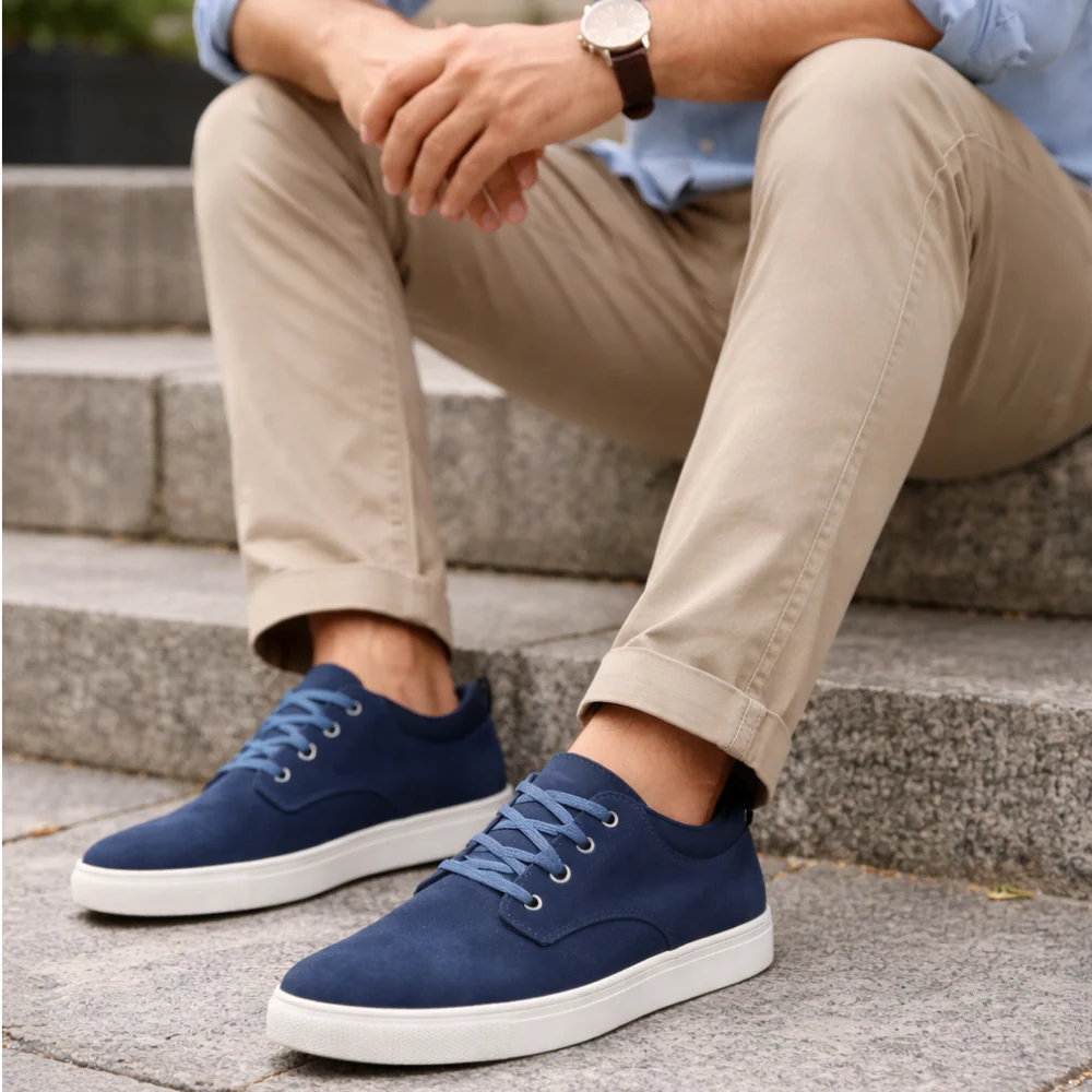 Chaussure homme daim bleu marine – Image 3