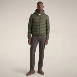 Piumino animal free con cappuccio uomo Donald Verde oliva