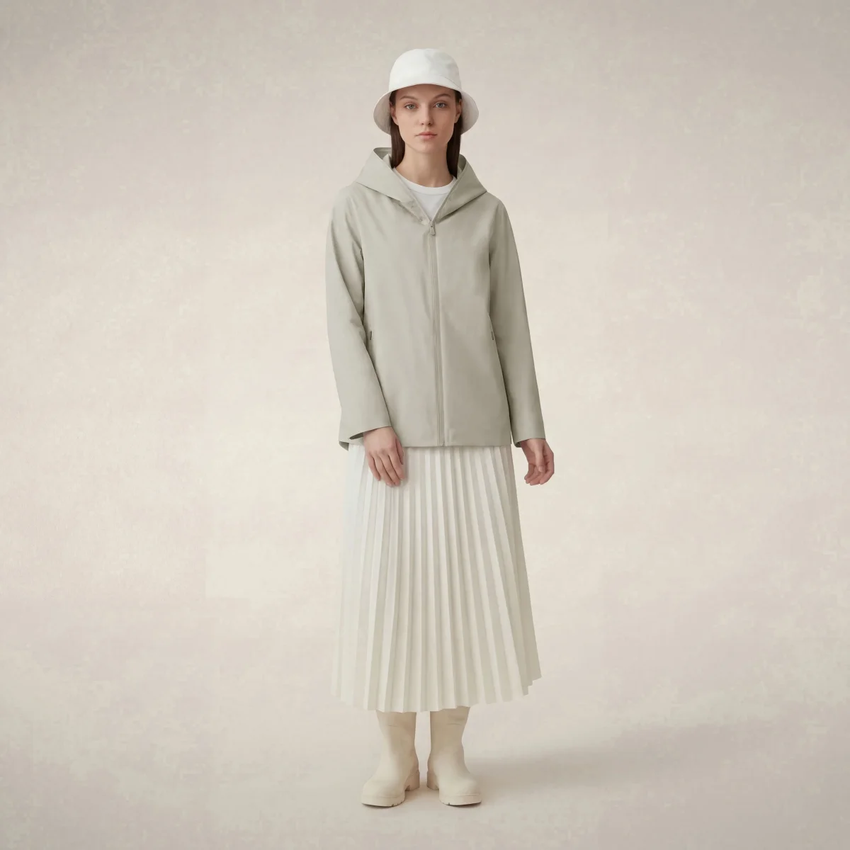 Giacca impermeabile donna Dawa beige chiaro – Image 2