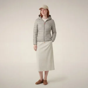 Piumino animal free con cappuccio donna Daisy Beige chiaro