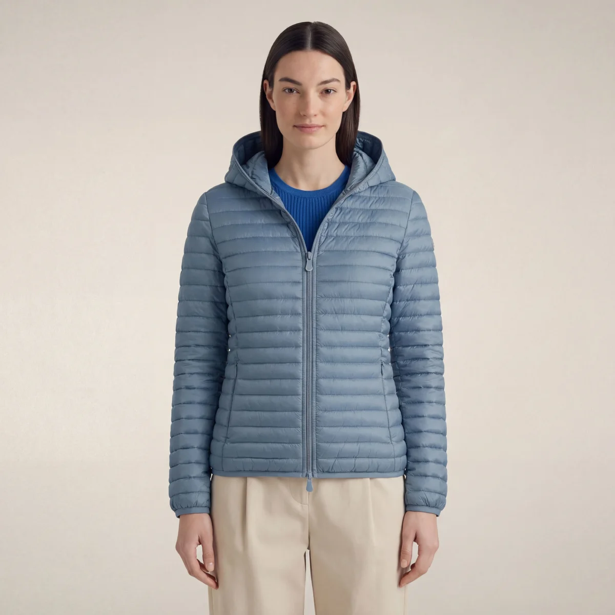 Piumino donna animal free Alexa azzurro polvere – Image 6