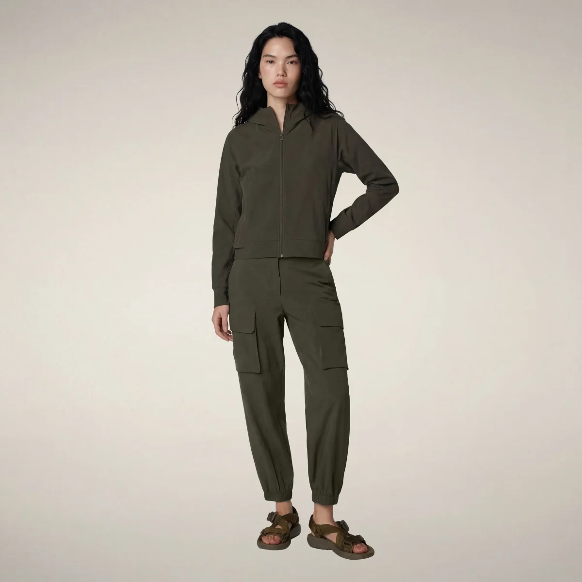 Pantaloni cargo donna Gosy verde serpente - FYI
