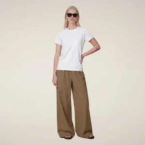 Pantaloni donna a gamba larga Yenna khaki - OMW