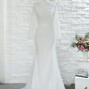 Robe de Mariée Sirène à Col Montant